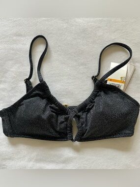 salt & cove black w silver sparkles bikini top / size small